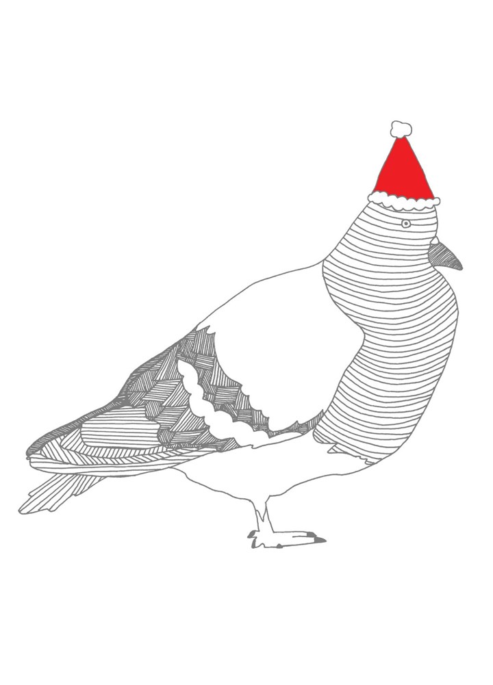Pigeon In A Santa Hat Christmas Card