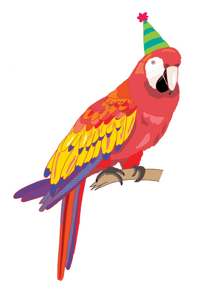 Parrot In A Party Hat Card