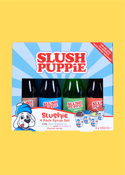 <p>Discover the ultimate SLUSH PUPPiE experience with these 4 Pack syrups, featuring 180ml bottles of tantalising blue raspberry, classic cola, zesty lemon &amp; lime, and luscious strawberry flavours.</p>
<p>These iconic syrups are tailor-made for enjoyment with any SLUSH PUPPiE domestic appliance and accessory, allowing you to create the perfect frozen indulgence at home. Ideal for the whole family, this diverse selection ensures that everyone can find their favourite flavour and relish the true essence of SLUSH PUPPiE. Elevate your gatherings with these delicious options and bring smiles to every sip.</p>
<p>This item is sent from a different warehouse from cards so they will not arrive together.</p>