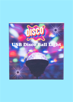 <p>Transform your workspace into a dance floor with the USB Disco Ball Light! Simply plug it into any USB port, and watch as it casts a vibrant disco vibe. This compact light can be angled in any direction, allowing you to customise the party atmosphere. Elevate your surroundings and infuse some fun into your day with the USB Disco Ball Light &ndash; because every moment deserves a touch of disco magic!</p>
<p><br />Unleash the dance floor anywhere with the easily portable disco light, turning any space into an instant party zone.</p>
<p>This item is sent seperately from our cards so they will not arrive together</p>