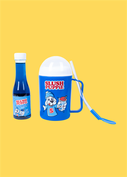 <p>Experience the irresistible tang of SLUSH PUPPiE with this Making Cup! This set includes a vibrant making cup and a 180ml bottle of Blue Raspberry Syrup. Unlock the easiest path to pure slushie delight and savour every sip of your homemade SLUSH PUPPiE!</p>
<p>This item is sent seperately from our cards so they will not arrive together</p>