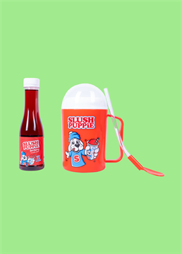 <p>Experience the irresistible tang of SLUSH PUPPiE with this Making Cup! This set includes a vibrant making cup and a 180ml bottle of Red Cherry Syrup. Unlock the easiest path to pure slushie delight and savour every sip of your homemade SLUSH PUPPiE!</p>
<p>This item is sent seperately from our cards so they will not arrive together</p>