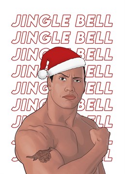 Can you smeeelllll what The Rock is cooking!? Turkey of course. Get this funny Christmas Card featuring an illustration of Dwayne 'The Rock' Johnson with a Santa Hat, as a punny play on 'Jingle Bell Rock'. Perfect for your son, boyfriend, friend, husband, wrestling fan, or any fan of The Rock. Designed by Bonne Nouvelle.