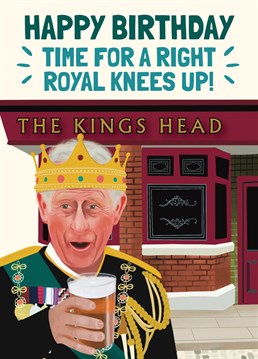 Celebrate one's birthday with this hilarious King Charles inspired birthday card, in honour of the royal Coronation. Designed by AbiGoLucky.