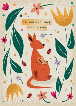 Send your best wishes on their new baby with this cute kangaroo card.