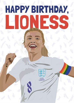 Send your Lioness this birthday card featuring a hand drawn illustration of the Euro 2022 Winners England Women's Captain Leah Williamson!
