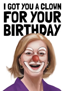 Funny Liz Truss Birthday Clown Card