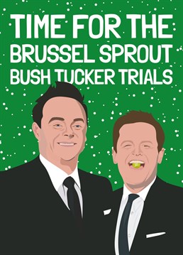 Funny Brussel Sprout Ant and Dec Christmas Card