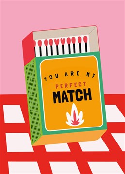 Send this colourful match card to your girlfriend, boyfriend, wife or husband, perfect for anniversary or valentines day!