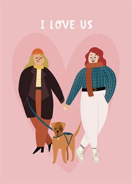 Cute hand illustrated lesbian valentine's day card for your partner