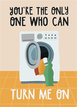 Send this funny 'turn me on' washing machine card to your girlfriend, boyfriend, wife or husband if they are the only one who knows how to use the washing machine!
