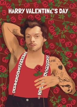 Harry Styles laying on a bed of roses? What more could you want for a Harry Styles fan this valentines. Send this to your bestie, girlfriend, or any single styler!
