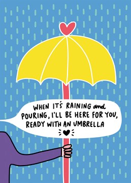 Let's hope their arm doesn't get tired nobody wants to get wet. A card designed by Angela Chick.