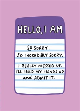 Say sorry and ask for forgiveness with this card designed by Angela Chick.