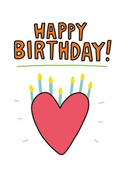 Send some birthday love with this birthday themed love heart card designed by Angela Chick
