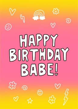 A brilliantly bright and colourful birthday card for your best babe. Designed by Angela Chick.