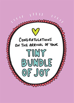 It is only a bundle of joy while its tiny, when it gets older it's a nightmare. A new baby card designed by Angela Chick.