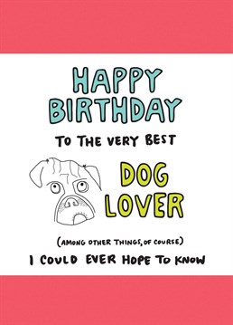 A perfect card for the dog fanatic that makes you watch Air Bud 76 times in a month. A birthday card designed by Angela Chick.