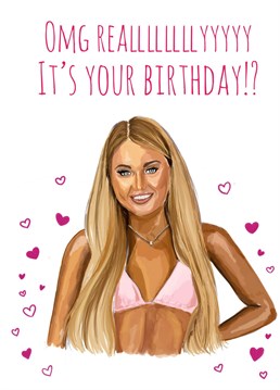 Send birthday wishes with this love island Lucinda themed card!