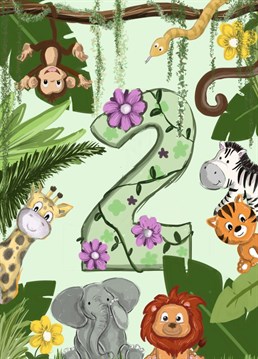 Send this jungle themed Birthday card for their second baby!
