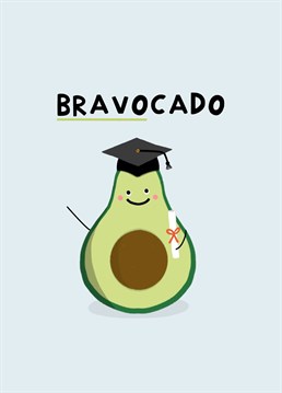 BRAVOcado! Say bravo to a fresh graduate with this funny avocado graduation card. Designed by Amelia Ellwood