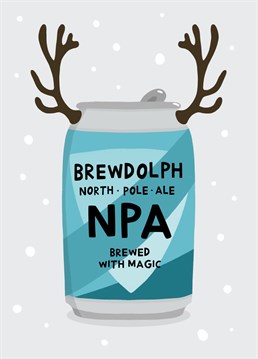 Send a beer lover this funny IPA reindeer Christmas card by Amelia Ellwood