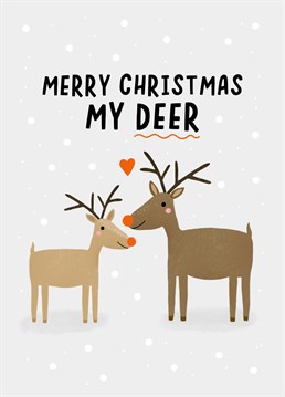 Send your partner this cute deer pun Christmas card. Designed by Amelia Ellwood
