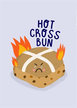 Send this funny hot cross bun pun card to wish happy Easter. Designed by Amelia Ellwood