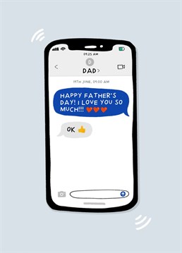 Hilarious classic dad text message, relatable right? The perfect Father's Day card that will certainly get some laughs!