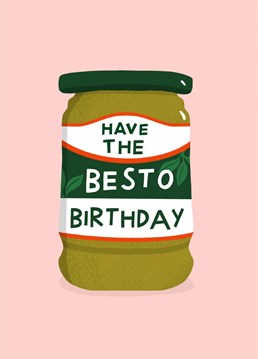 Send this funny pesto pun birthday card!