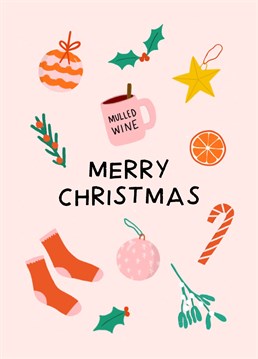 Send this pretty card with cute, colourful Christmas illustrations. Designed by Amelia Ellwood.