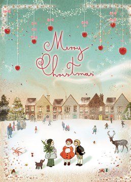 A lovely illustrated Art File Christmas card that you can personalise showing a snowy Christmas scene.