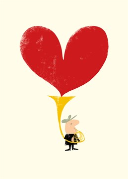 Love Trumpet card by Art File.Engagement? Wedding? Anniversary? Valentine's Day? Or just a regular day? Let this small man serenade the one you love with his love trumpet!