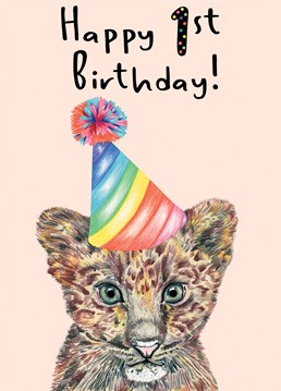 Cute leopard illustration card perfect to send to your little one who is having their 1st Birthday!