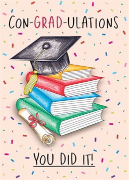 Perfect card to send to a recent Graduate to congratulate them and show them how proud you are of them with this cute pun colourfully illustrated card.