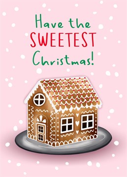 This cute illustrated Sweetest Christmas Gingerbread House card is perfect to send to your loved one this Christmas! Designed by Amy Florence Design.