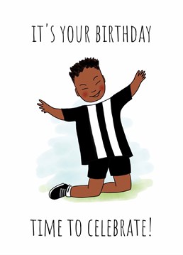 Does his team play in black and white? Celebrate a day to remember and score points with your favourite football mad lad by sending this Afritistic design.