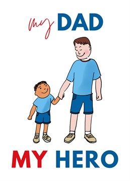 My Dad My Hero! A celebration of Father's with sons of mixed heritage! Perfect for Father's Day and Dad's Birthdays. Designed by Afritistic.