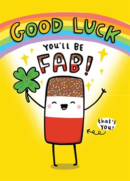 Send your biggest, happiest 'Good Luck' wishes with this FAB (excuse the pun...) card by Arrow Gift Co!