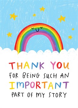 A charmingly child-like design to thank a particularly wonderful teacher. Thank you rainbow design by Arrow Gift Co.