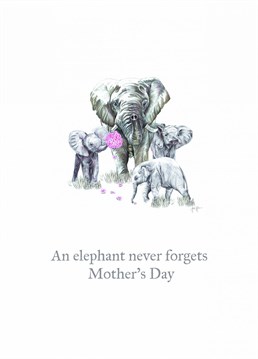 Show the motherly figure in your life that you remembered Mother's Day with this elephant themed greeting card!