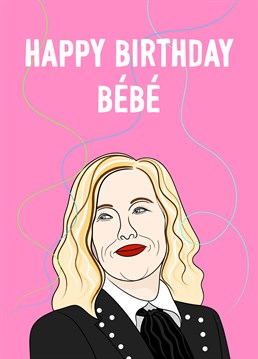 A happy birthday greeting featuring the hilarious Moira Rose from Schitt's Creek.