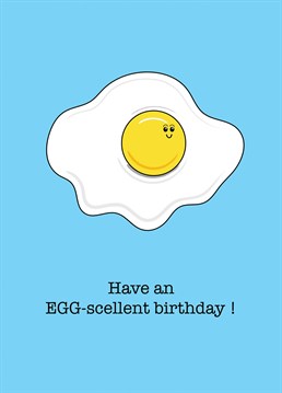 A funny egg themed birthday card.