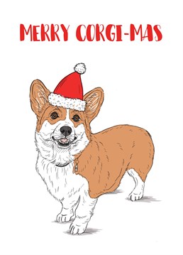 A fun Christmas card for dog lovers featuring a cute Corgi.