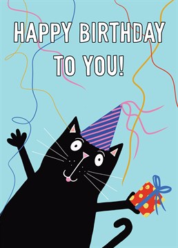 This cat is definitely in the party mood. Happy birthday to you!