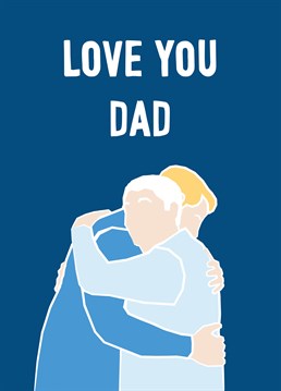 On trend minimal faceless portraits feature on this sentimental father and son themed illustration where the pair are having a loving hug. Perfect for Dad's birthday and Father's Day.