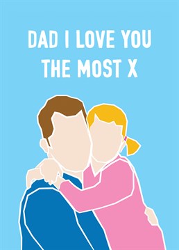 On trend minimal faceless portraits feature on this sentimental father and daughter themed illustration where the pair are having a loving hug. Perfect for Dad's birthday and Father's Day.