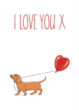 An adorable puppy carrying a heart shaped balloon. Cuteness overload and perfect for an Anniversary, Valentine's Day or just to show some love.