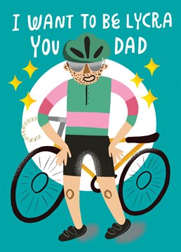Send your cyclist Dad this jolly card this Father's Day card featuring a lycra clad Papa illustration & his bike. Plus a terrible Dad worthy pun-derful message. Design by Aimee Stevens Design.