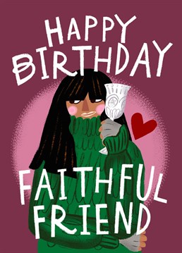 Celebrate someone special with this BBC Traitors, Claudia Winkleman card featuring a cute illustration & hand lettering by Aimee Stevens Design